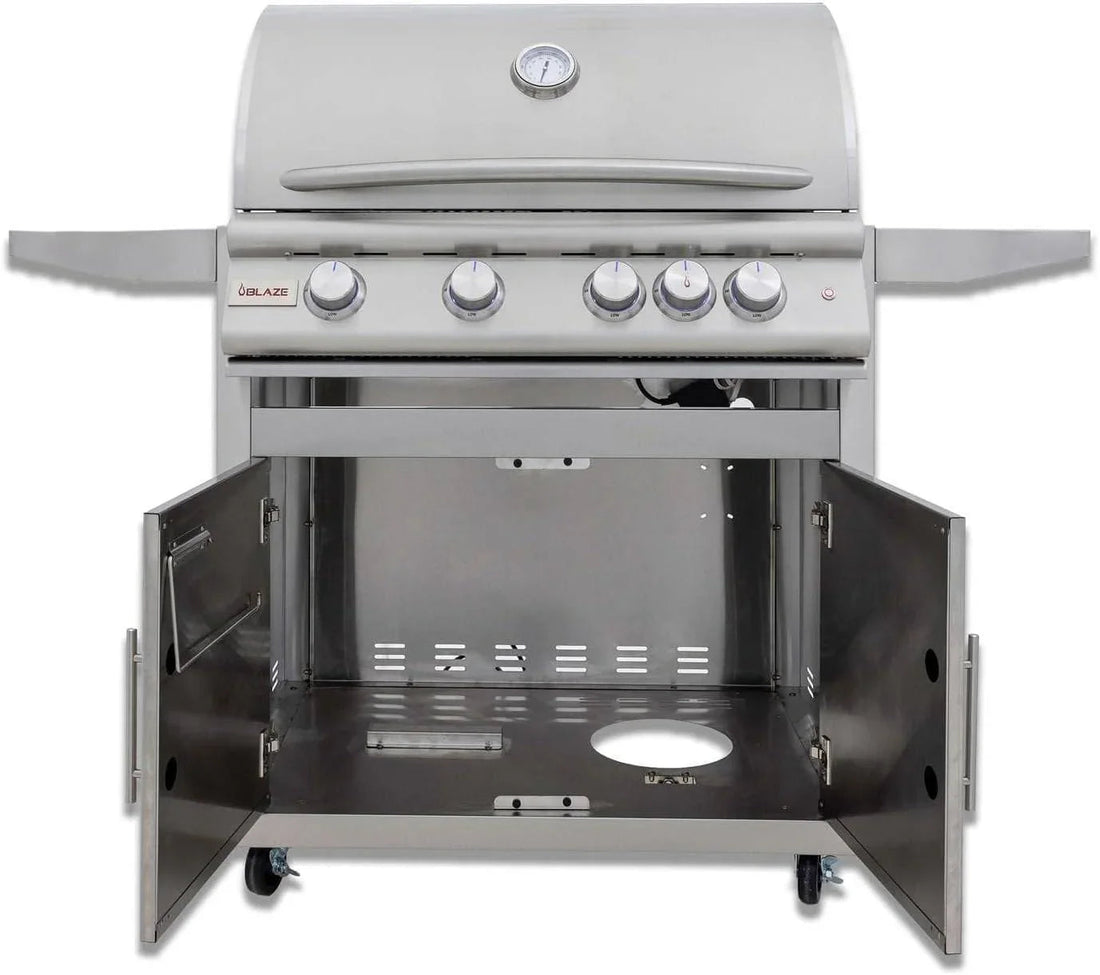 Parrilla de gas Blaze Premium LTE+ empotrada de 40 pulgadas y cinco quemadores en acero inoxidable