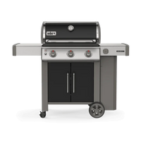 Asador de gas con tres quemadores y termómetro, ideal para parrilla y BBQ en exteriores