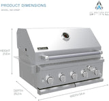 SPIRE Parrilla Empotrada de 5 Quemadores Doble Combustible, Cuerpo Completo en Acero Inoxidable 304