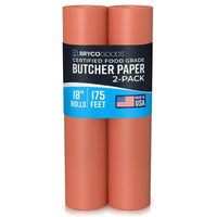 Dos rollos de papel para carnicero grado alimenticio, ideal para asados y ahumados.