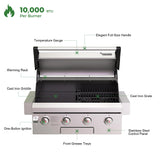 Asador Empotrable a Gas Brand-Man 6 Quemadores 40 Pulgadas