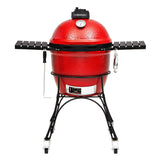 Kamado Joe Classic I visto de frente con la tapa cerrada y el termómetro integrado