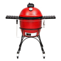 Kamado Joe Classic I visto de frente con la tapa cerrada y el termómetro integrado