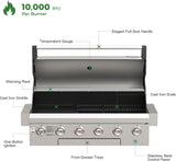 Asador Empotrable a Gas Brand-Man 6 Quemadores 40 Pulgadas