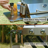 Mesa lateral del asador ONLYFIRE GS308 con ganchos para colgar utensilios de parrilla