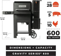 Gravity Series 600 con parrillas reversibles para sellar o para ahumar