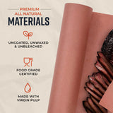 Papel para ahumar alimentos natural, sin recubrimiento, apto para asados y parrilla, muestra de carne.