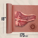 Papel butcher rosa de 18 pulgadas y 175 pies con corte de carne para asar o ahumar.