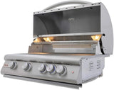 Parrilla de gas de acero inoxidable con cinco controles, ideal para asados y bbq