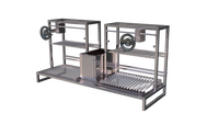 Render técnico de la parrilla argentina doble en acero inoxidable, diseño propio de Parrilleros Aficionados