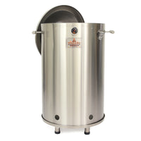 Barril asador grande de acero inoxidable con termómetro, ideal para ahumados y parrillas