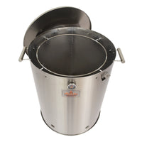 Barril asador jumbo de acero inoxidable con tapa y termómetro para asados y ahumados