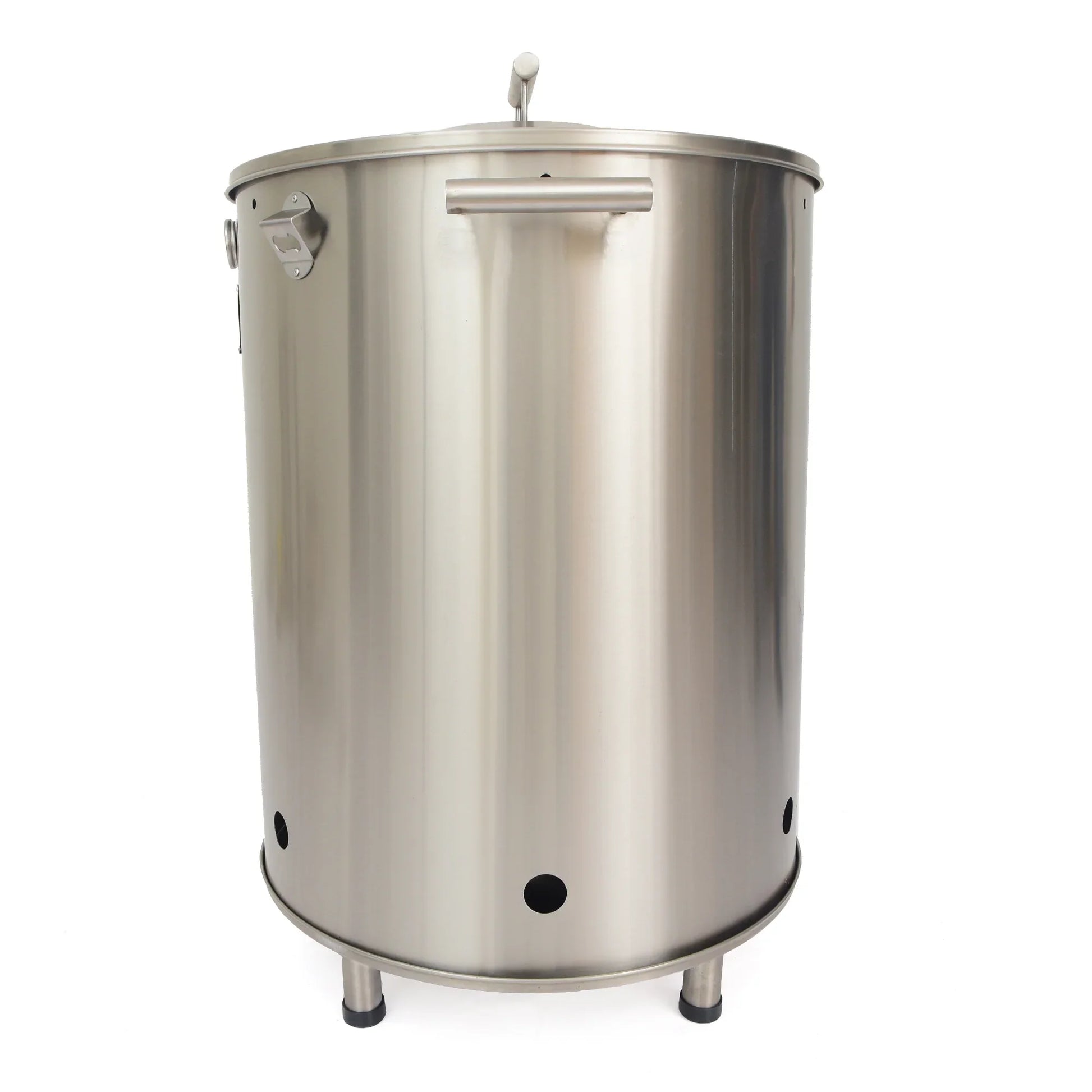 Barril asador jumbo de acero inoxidable para parrilla, ideal para asados y ahumados.