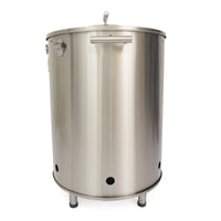 Barril asador jumbo de acero inoxidable para parrilla, ideal para asados y ahumados.
