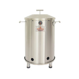 Barril asador mediano de acero inoxidable con termómetro, ideal para asados y ahumados