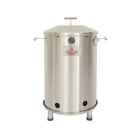Barril asador mediano de acero inoxidable con termómetro, ideal para asados y ahumados