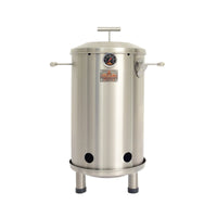 Barril asador pequeño de acero inoxidable con termómetro, ideal para asados y ahumados