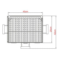 Plano técnico de asador a carbón tipo caja china, medidas 45x42x25 cm.