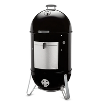 Ahumador de carbón negro con puerta metálica, ideal para asados, parrilla y bbq